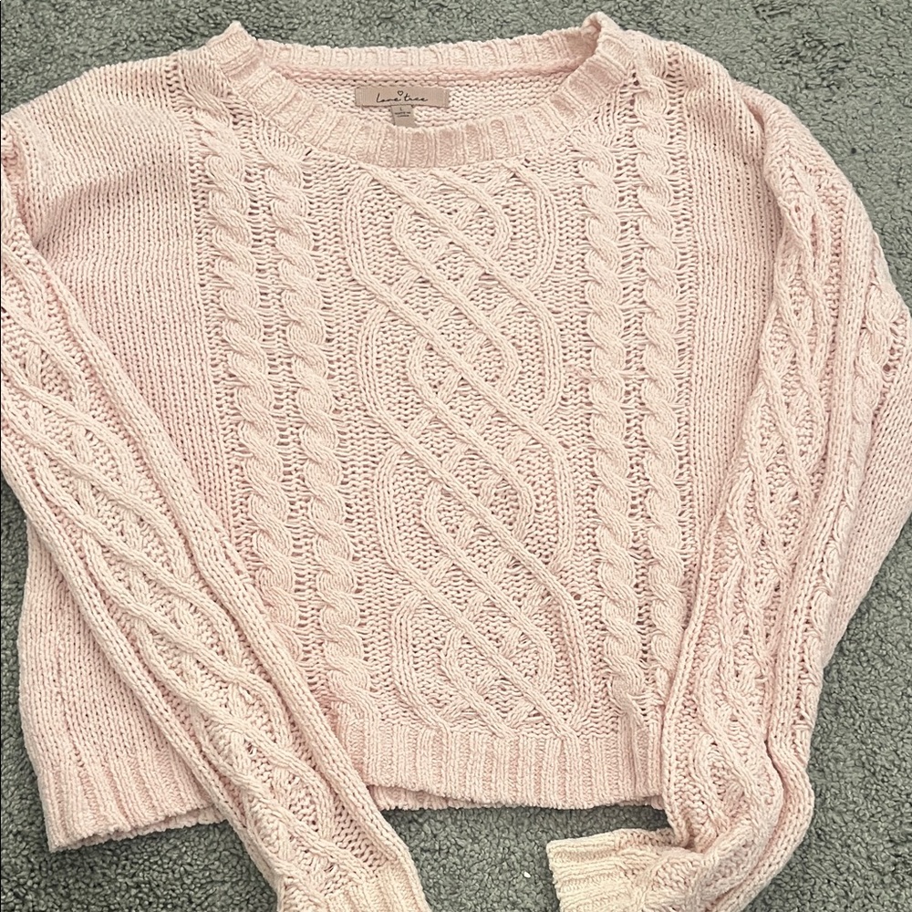 Love Tree Light Pink Cable Knit Sweater